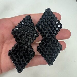 Vintage black MELONY marked statement clip on earrings